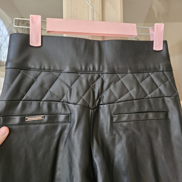 Maniere De Voir Quilted Leather Pants US 8 High Waist Gothcore Moto Leggings - Picture 12 of 14